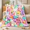 3D Plush Bunny Blanket for Kids, Soft Floral Print Cozy Throw Blanket for Bedroom and Couch