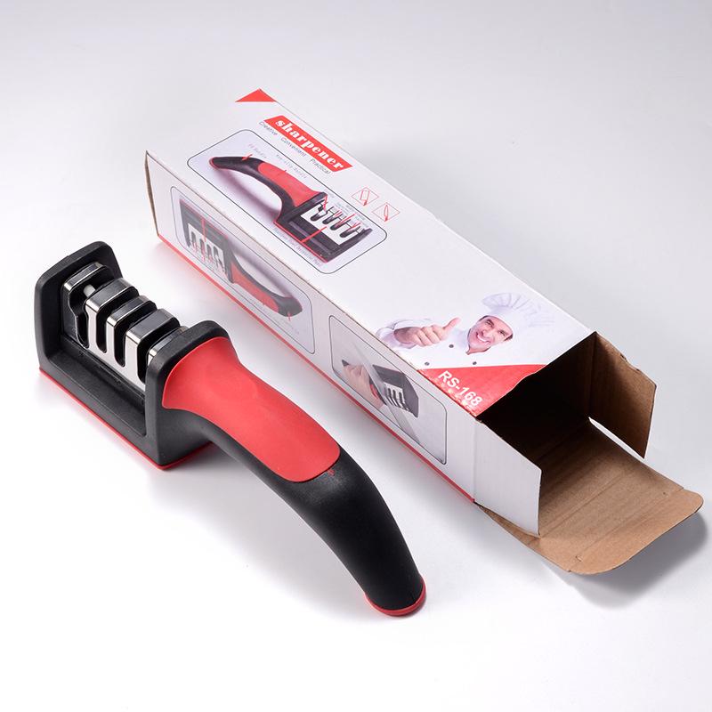 Four-Stage Multifunctional Knife Sharpener with Stone Rod for Household Use