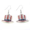 Independence Day Flag Hat, Slippers, Love Earrings, Red, White And Blue Striped Flag Earrings