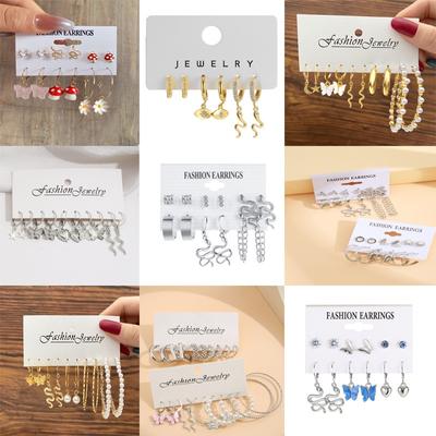 Creolen-Set mit Schmetterlingsherz für Frauen und Mädchen, Vintage-Liebe, künstliche Perle, modischer baumelnder Ohrring, trendiger Schmuck