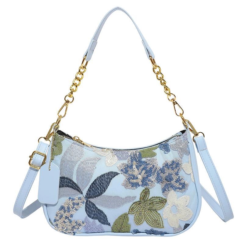 2025 new foreign style niche embroidery sequined small bag women's Chinese style handbag fashion shoulder messenger bag