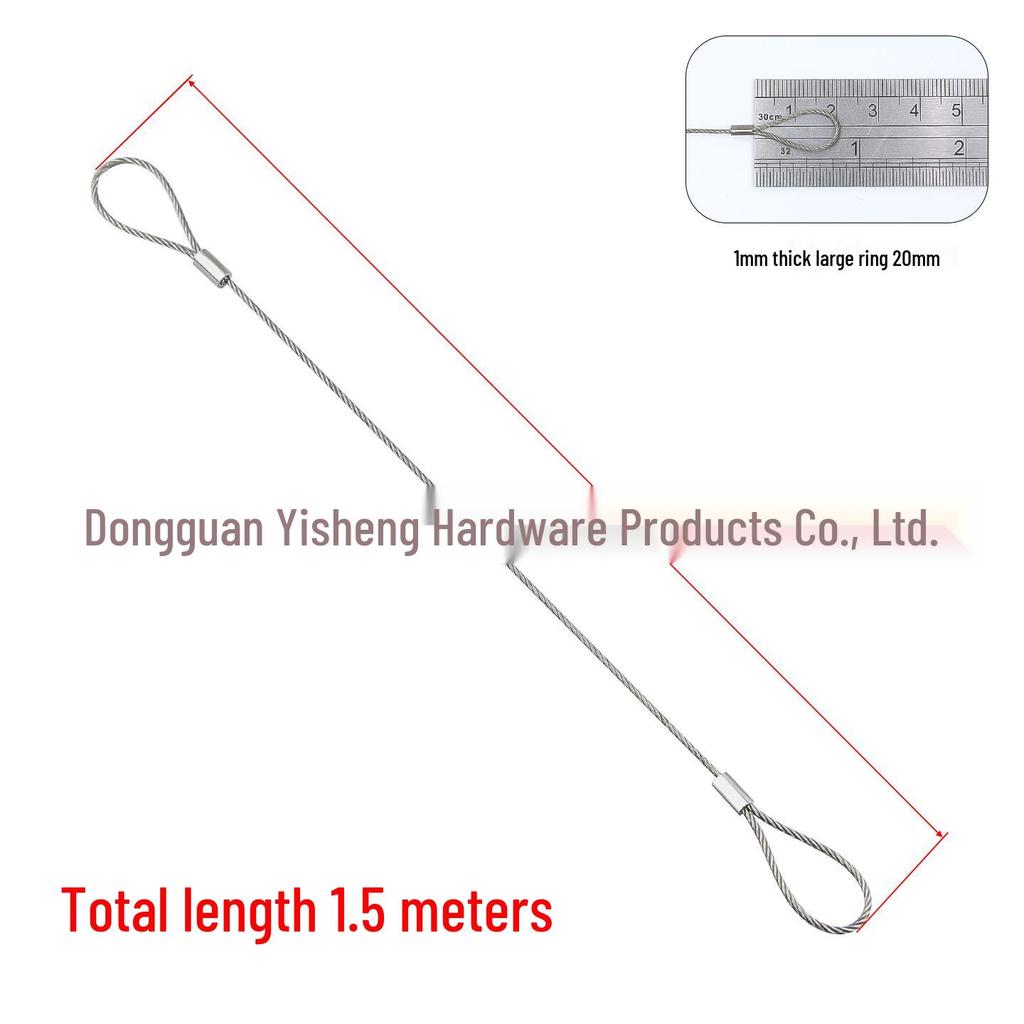 304 Stainless Steel Wire Rope Slings with Double Buckle Crimping Head for Rigging and Lifting.