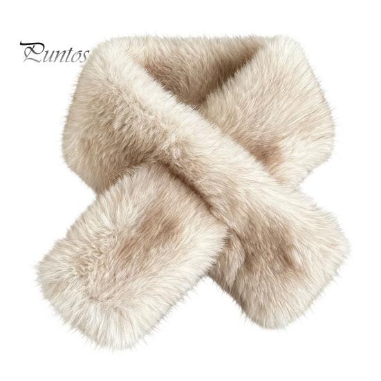 Daily Outdoor Cycling Scarf Faux Fur Collar for Women, Plush Neck Warmer Scarf, Fluffy Solid Color Winter Accessories Scarves, Thanksgiving Christmas
