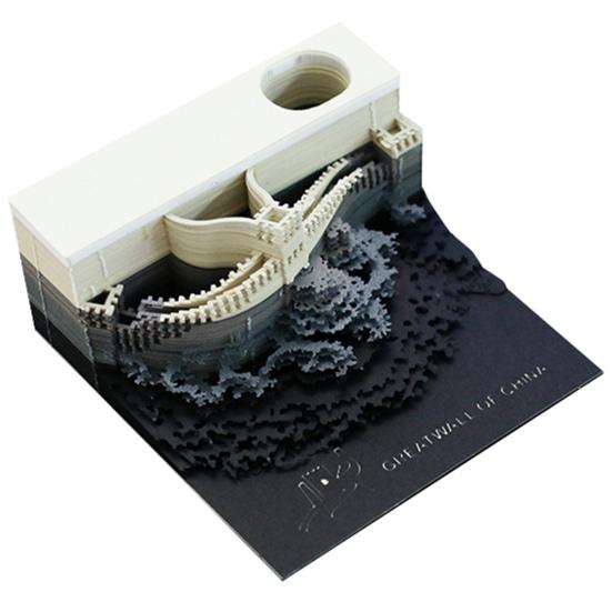 1 Set Weekly Calendar Creativity 3D Castle Calendar with LED Lights Paper Carving Art Desk Calendar for Home Decoration