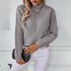 Vintage Solid Color Loose Stand Collar Long Sleeve Knitwear Cardigan Sweater Top for Autumn Winter