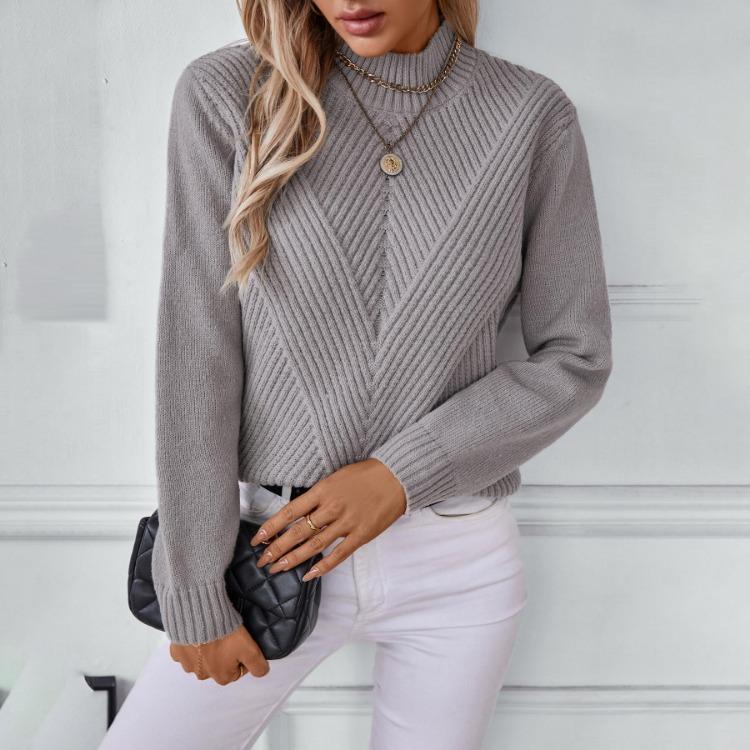 Vintage Solid Color Loose Stand Collar Long Sleeve Knitwear Cardigan Sweater Top for Autumn Winter