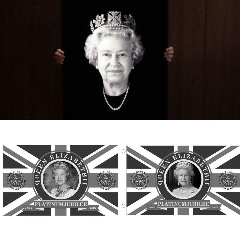 Elizabeth II Königin Trauerflagge Polyesterstoff Für Tribut- und Gedenkausstellung