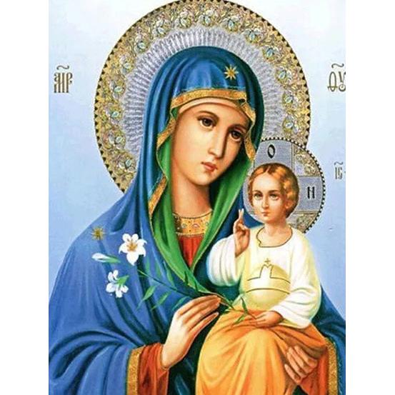 

5d Алмазная Живопись Религиозная Икона Дева Мария Круглая Выкладка Домашний Декор Портрет Вышивка Мозаика Подарок Домашний Декор Round 30x40cm