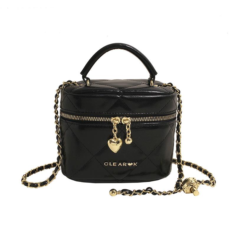 

2025 новая сумка-коробка с ромбовидной цепочкой в стиле легкой роскоши и маленького ароматного ветра, женская, для通勤, универсальная, с темпераментом, мессенджер, сумка для мелочи чёрный