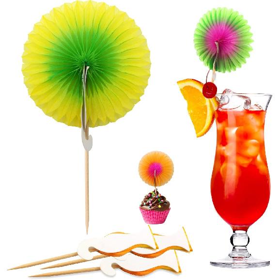 BLUE TOP Cocktail Umbrella Parasol Picks 4 Inch Pack 50pcs,Drink Umbrella Toothpicks for Drink&Food, Decorative toothpicks for Children's Day