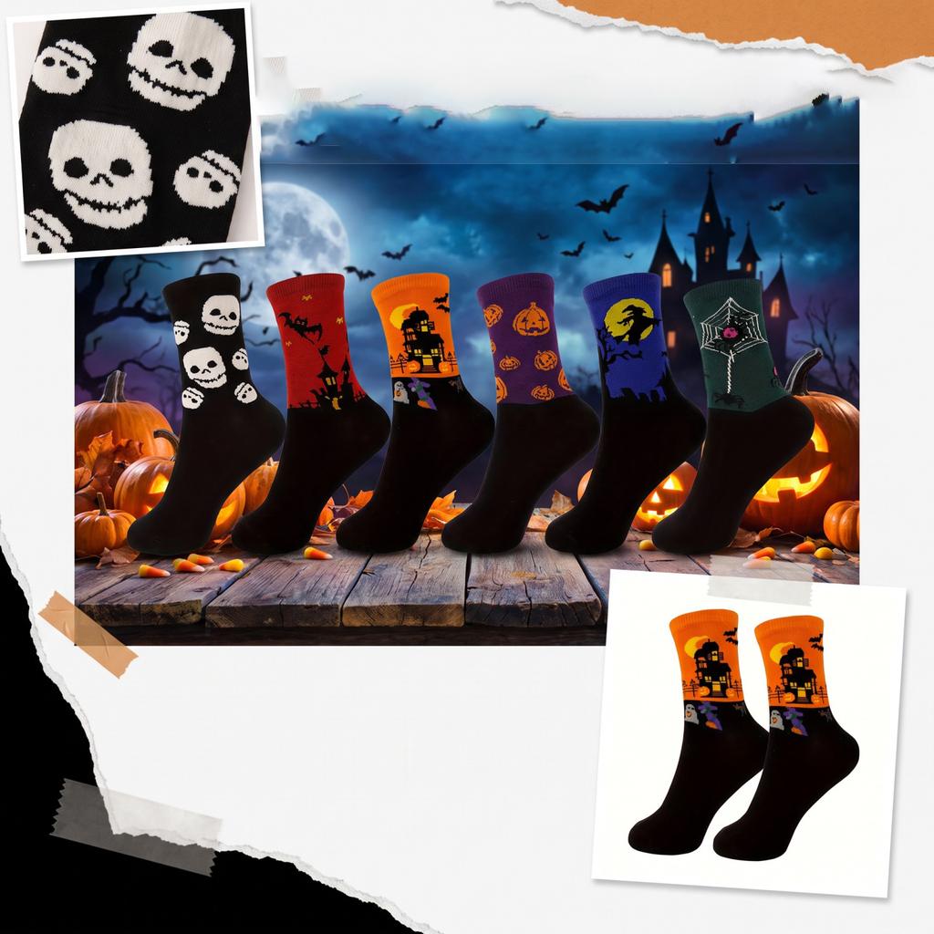 Halloween Printed Mid-Calf Socks Wicking Breathable Socks for Men Women Casual Daily Wear