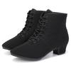 Damen Ballroom Tanz Stiefelette Oxford Stoff Außensohle Übung Wettbewerb Modernes Tanzschuh Gummisohle 3,5CM