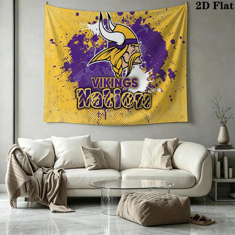 Minnesota Vikings Wall Tapestry Aesthetic Wall Hanging Printed Fabric Blanket Decorative Tapestries for Bedroom Living Room Home Decor