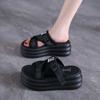 Fashion Summer Women Buckle Slippers Flip-Flops Beach Shoes Wedge Heels Slides Woman Platform Slippers Candy Colors Outside Sandals 7cm