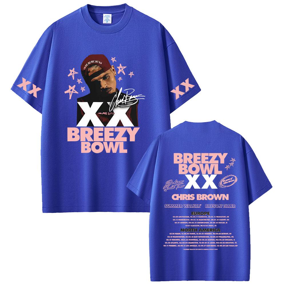 Rapper Chris Brown Breezy Bowl XX Tour 2025 T Shirts Unisex Women Clothing Hip Hop Pop Music Tshirt Casual Cotton Vintage Tshirts