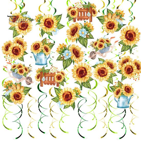 

18 шт. Подсолнухи подвесные завитки украшения Подсолнухи фольгированные завитки потолок настенный декор для дня рождения свадьбы детского душа 48pcs