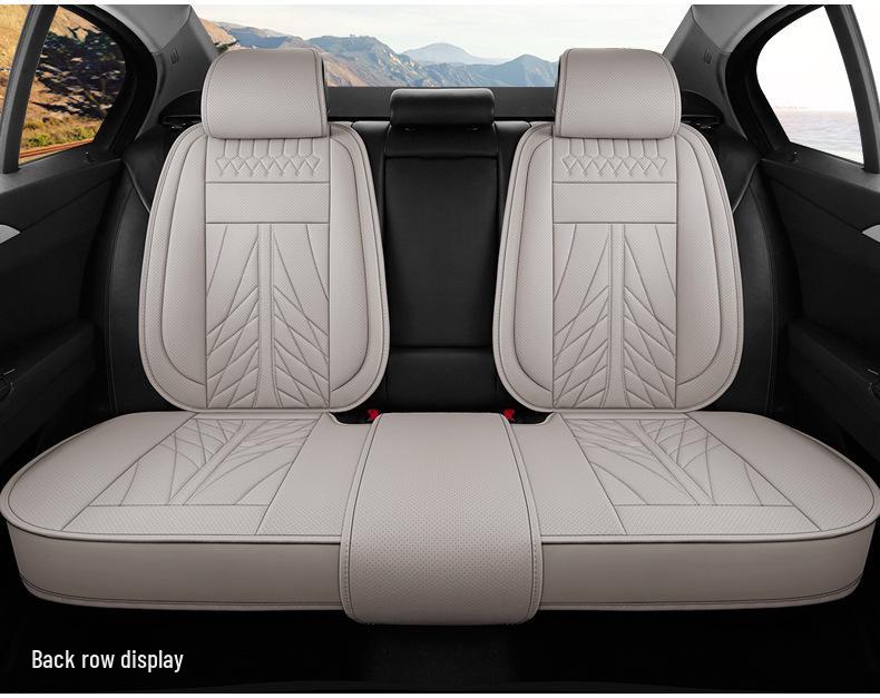 2025 All-Season Universal Breathable Leather Car Seat Cover Set - 5-Seat, Full Surround, Three-Piece