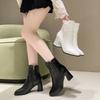 Martin Boots Autumn and Winter New British Style Pointed High-heeled Short Boots Belt Buckle Side Zipper Boots