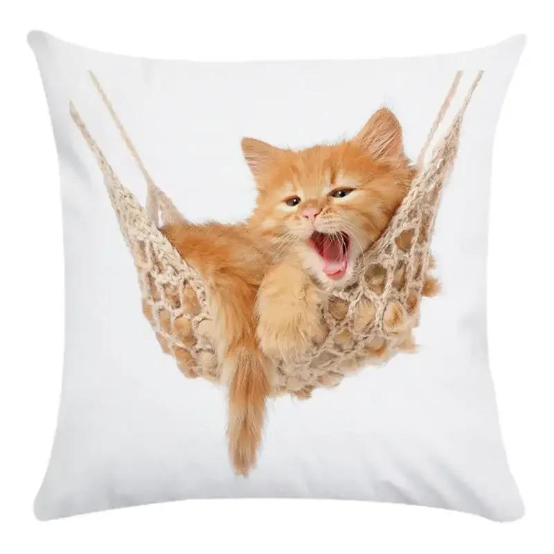 Animal Cute Cat Decorative Pillows Case Super Soft Print Cushion Cover  Living Room Decoration Accessories Home Decor for Chair