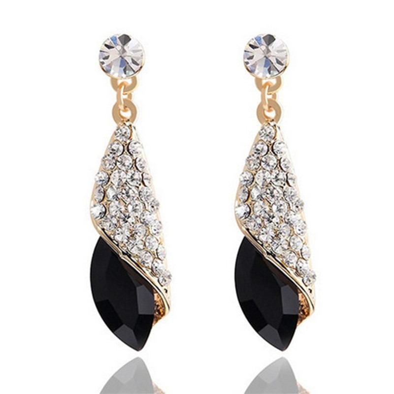 Fashion Jewelry Ladies Blue White Water Drop Shaped Crystal  Zircon Metal Dangle Earring for Women Party Jewelry