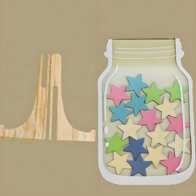 Children's Star Reward Jar Points Reward Learning Self-discipline Reward Jar 25 Stars Wooden Ornament
