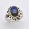 Labradorit 925 Sterling Silber Herren Siegelring, Ovaler Edelstein Edelstein Handgefertigter Ring