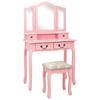 Dressing Table Set with Stool 80x69x141 Cm Paulownia
