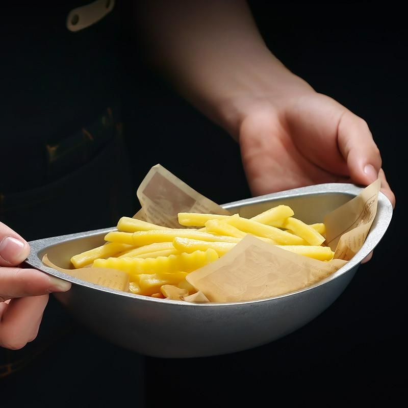 Retro Stainless Steel Dessert Snack Fruit Bowl Household Salad Bowl Thickened Multifunctiona Outdoor Camping Kitchen Tableware