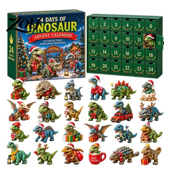 Unique Holiday Gift for Toddlers Dinosaur Advent Calendar, 24Pcs Acrylic Ornament Set with Cute Figures Collection Dino Figures, Christmas Countdown