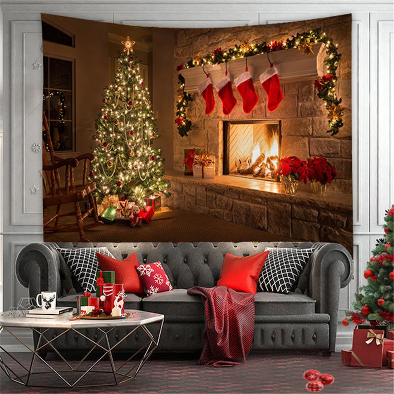 Home Decor Christmas Tapestry Wall Hanging Boho Kawaii Santa Tapestry Living Room Aesthetic
