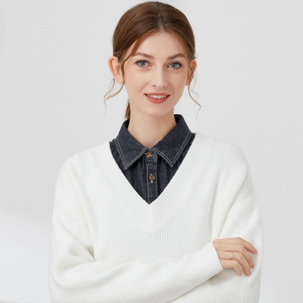 

Korean Style Detachable Collar Adjustable Straps Shirt Collar Simple Denim Fake Collar Women Style 4