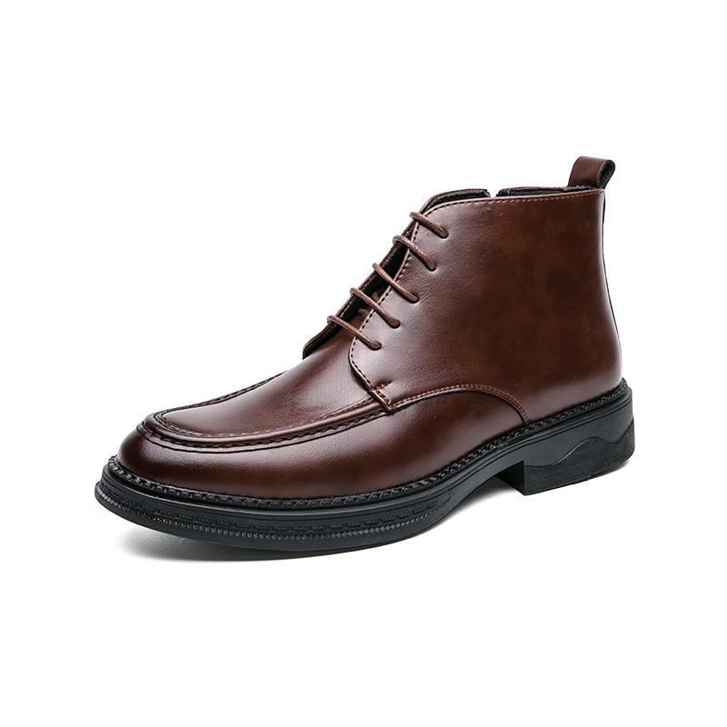 

Брендовые мужские ботинки челси высокого класса, зимние остроносые высокие, деловые туфли, мужские кожаные туфли, элегантный стиль на шнуровке 44 коричневый