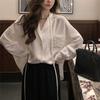 Spring Summer Women's High-End Satin Sheen Embroidered Shirt Blouse Cardigan Luxurious Top
