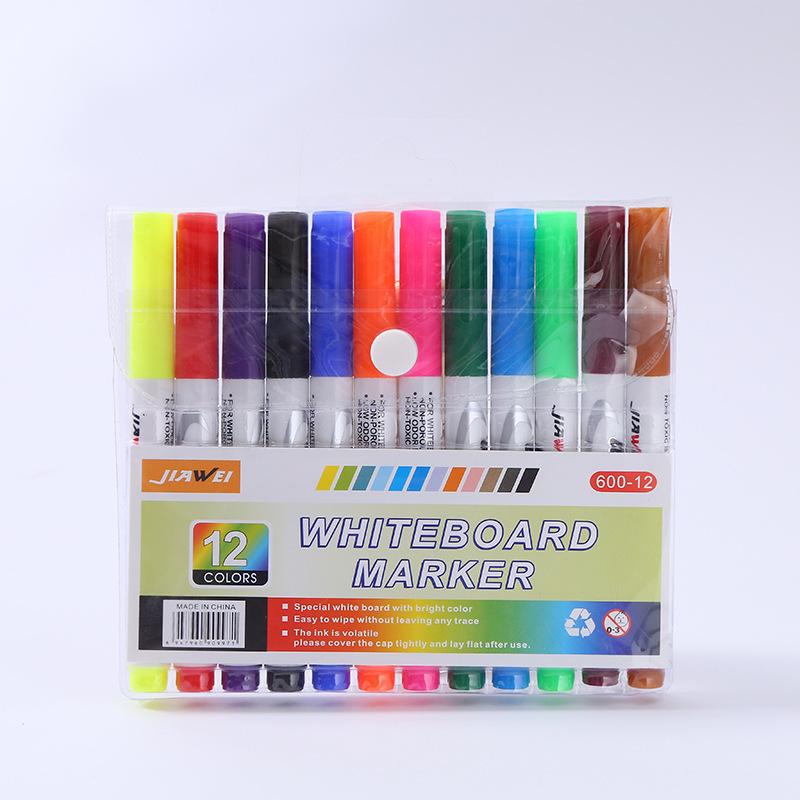 12-Color Erasable Water-Based Whiteboard Markers - Creative, Washable for Students and Offices