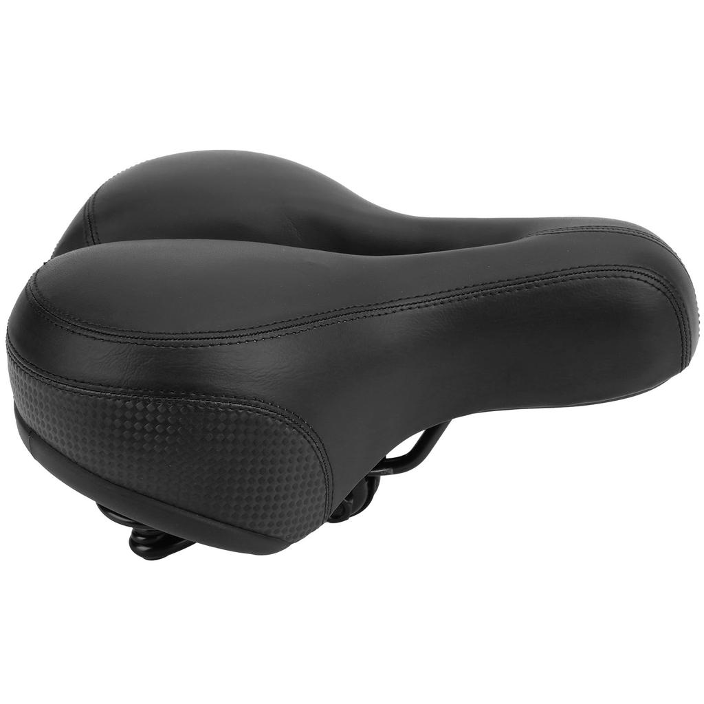 Mountain Bike Saddle Comfortable Microfiber Leather HollowCarved Spring Bike Saddle Seat(Black )
