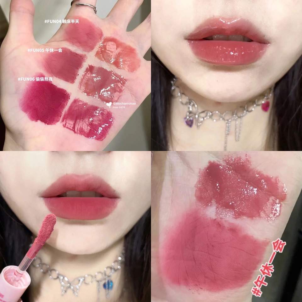 CACE Double Head Lesk na rty Sexy Red Lip Makeup Lip Mud Mirror Vodní lesk Lip Glaze Matná rtěnka Voděodolná korejská kosmetika
