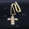 Euro-American Men's Gold-Plated Hip-Hop Cross Necklace Pendant, Non-fading Stainless Steel.