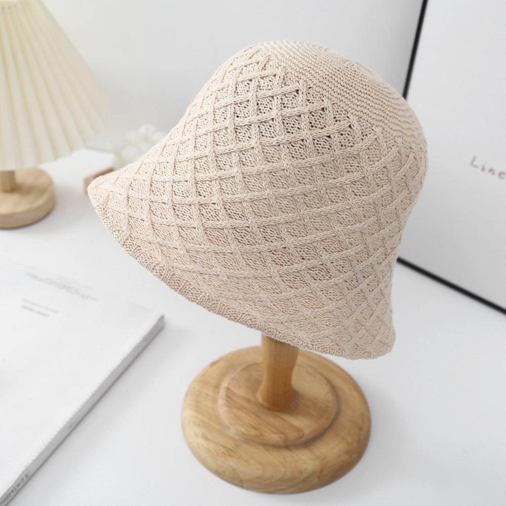 

New Weave Design Bucket Hat Sunscreen Foldable Fishermen Cap Panama Hat Women бежевий