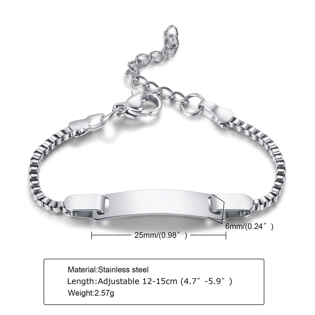 Custom Personalized Name ID Bracelet Gilrs Boy Gifts, Stainless Steel Curb Chain Link Crown Bracelet Not Allergic