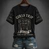 Women's Casual V-Neck Raglan Sleeve Halloween Print Short Sleeve T-Shirt for Party