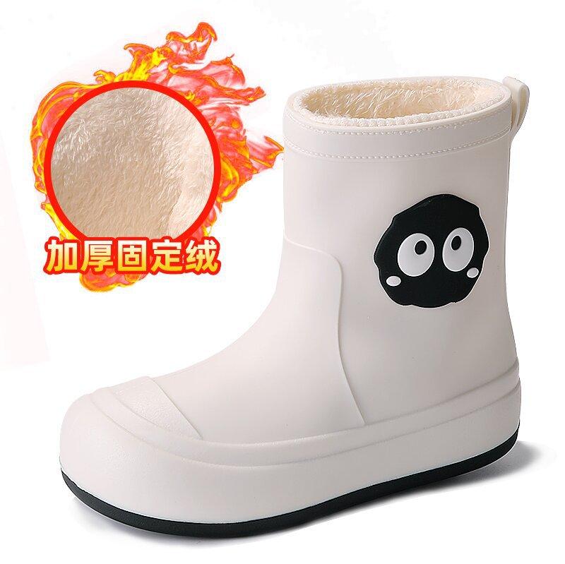 Rain shoes women's new cartoon rain boots adult medium tube water boots wear non-slip student water shoes thermal rubber shoes