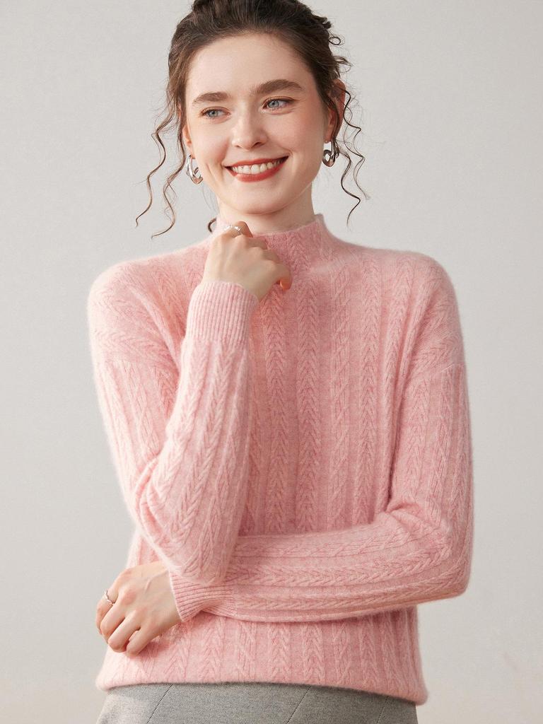 Women's Cable Knit Cashmere Sweater: Loose, Versatile, and Casual, Perfect for Autumn and Winter