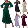 Damen U-Ausschnitt Langarm Rüschen Hohe Taille Pulloverkleid