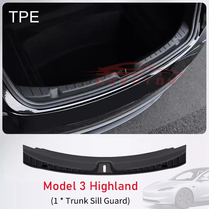 

For Tesla New Model 3 Highland 2026-2026 Trunk Threshold Strip TPE Mats Sill Guard Rear Cargo Anti Scratch Protector Accessories