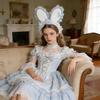 Plush Sweet Rabbit Ears Headband With Elegant Lace And Bowknot Detachable For Cosplay Party And Daily Wear