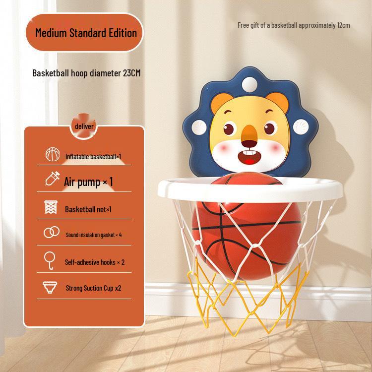 Kids' No-Drill Indoor Basketball Hoop with Suction Cup for Silent Play