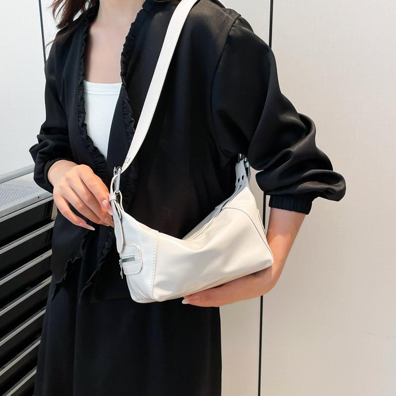 Y2k Cool Design Leather Zipper Single Shoulder Handheld Underarm Bag, Retro 2026 New Solid Color Bags
