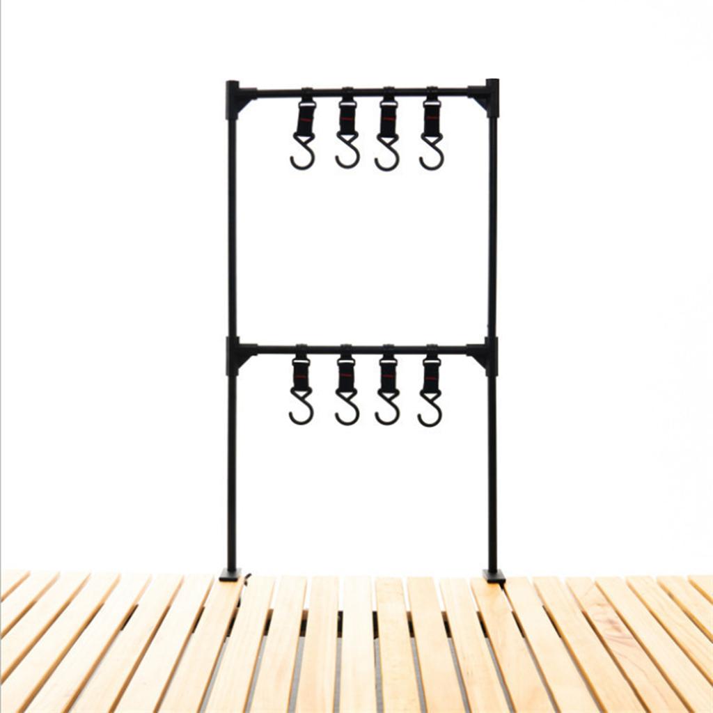 Camping Cookware Hanging Rack Camping Lamp Holder Multi-functional Cookware Shelf Cookware Organizer Holder with Hooks