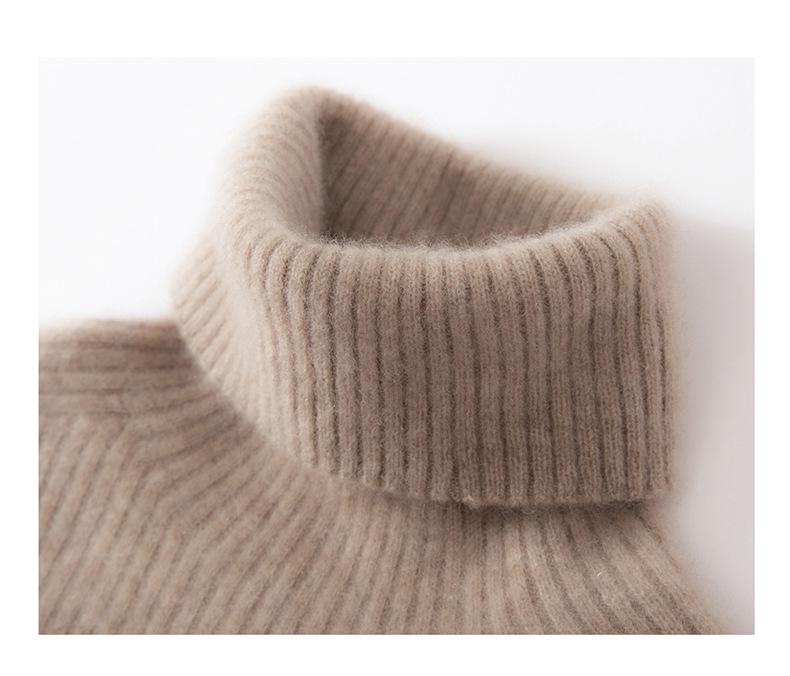 Women's Slim Fit Pure Cashmere High Neck Pullover Sweater - Autumn/Winter Collection