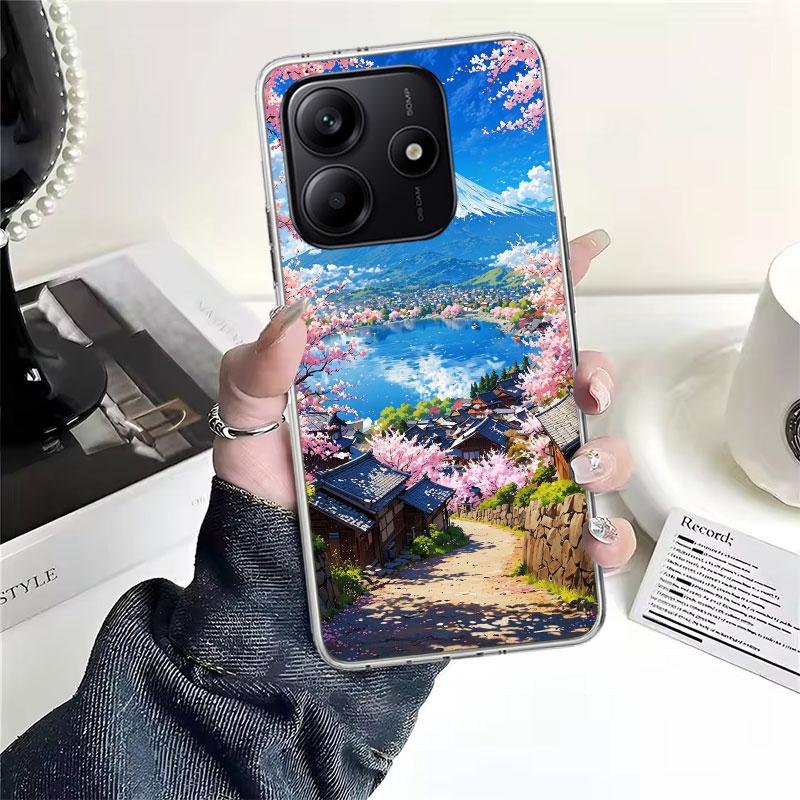 Japanese Cherry Mount Fuji Soft Phone Case For Xiaomi Redmi Note 15 14 14S 13 12 Pro Plus 12S 11 11S 11E 10 10S 11T 5G Fundas Co